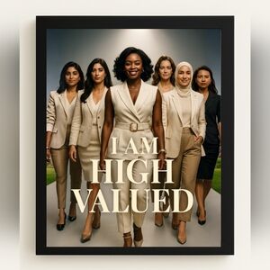 “I Am High Valued” 8x10 Glass Front Picture Frame – Women’s Empowerment Art